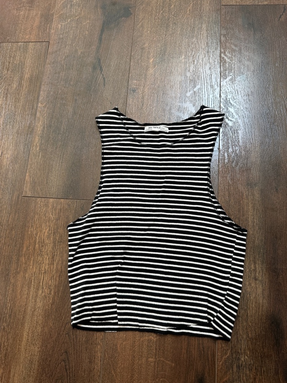 Zara Black & White Striped Cropped Tank